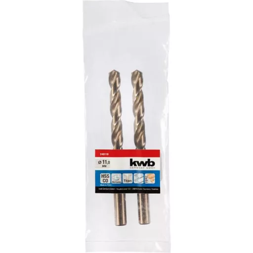 kwb 248110 Hss-Co Spirálfúró 1 db 11 mm Teljes hossz 142 mm M35 DIN 338 Hengeres befogószár 1 db
