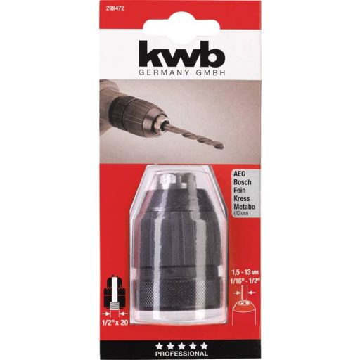 Gyorsbefogó tokmány kwb 298472 0,5 - 6,5 mm