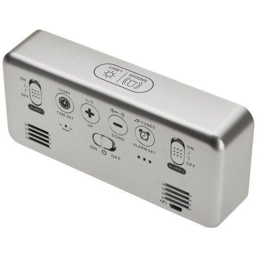 Digitális kvarc ébresztőóra, 2 ébresztési idő, ezüst, TFA Dostmann 60.2032.54