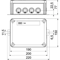   OBO Bettermann 7205754 Elosztó láda Csavaros szorítókkal, halogénmentes (H x Sz) 190 mm x 150 mm 1 db