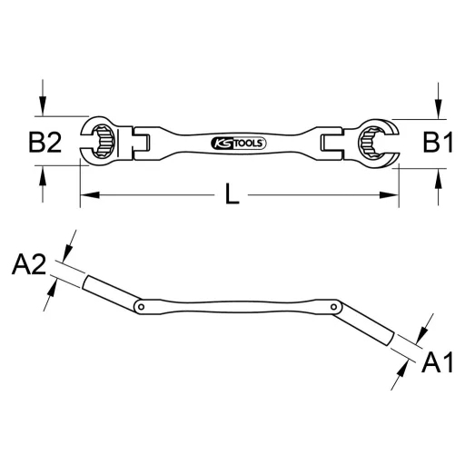 KS Tools 518.0529 Nyitott dupla gyűrűs kulcs, dupla csatlakozással, 12x13 mm