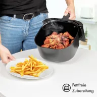   Clatronic FR 3782 H Forrólevegős fritőz 5.0 l 1450 W Keringető funkcióval Nemesacél, Fekete