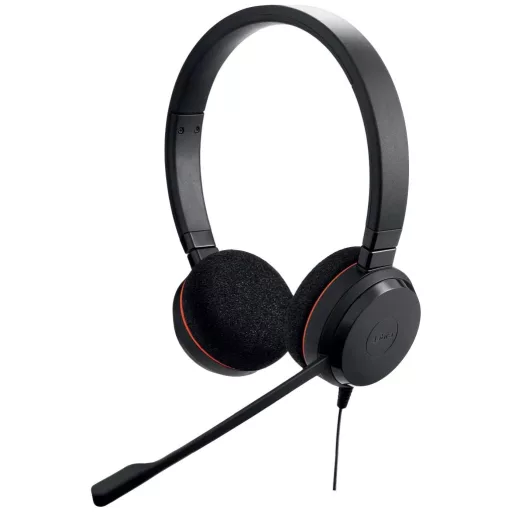 Jabra Evolve 20 On Ear headset Vezetékes Stereo Fekete mikrofon zajelnyomás Headset, Hangerő szabályozás Számítógép