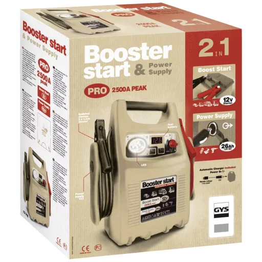 GYS Gyorsindító rendszer Gyspack 750 026179 Indulási segédáram=750 A Munkalámpa, Feszültségátalakító 230 V, Póluscssere elleni- és elektronika védelem