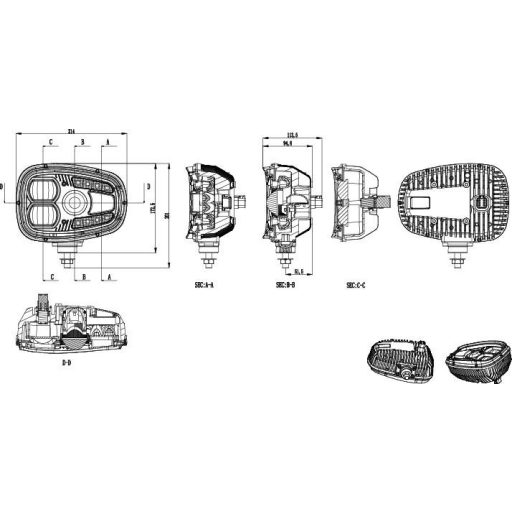 SecoRüt Komplett fényszóró, Első fényszóró 95860KR LED elöl, jobbra (Sz x Ma x Mé) 214 x 201 x 109 mm Fekete
