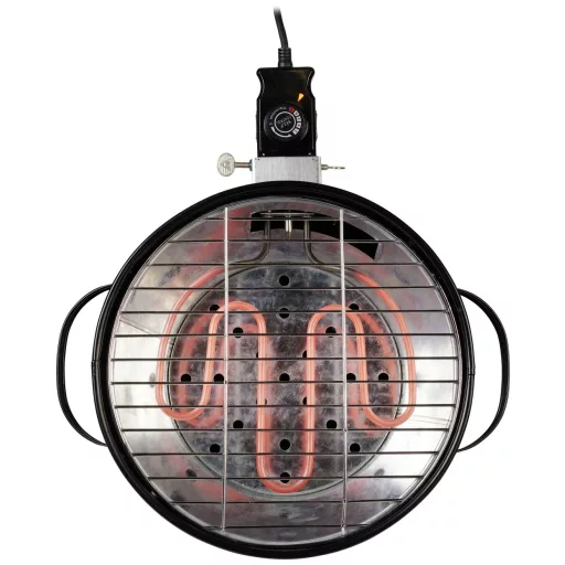 Princess 112240 Grillsütő Faszenes, Elektromos Visszajelző lámpa, fokozatmentes hőmérséklet szabályozó Grillező felület (átmérő)=320 mm Fekete