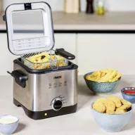   Princess 182612 Fritőz 1.5 l 1000 W Tapadásmentes bevonat, Túlhevülés elleni védelem Ezüst, Fekete