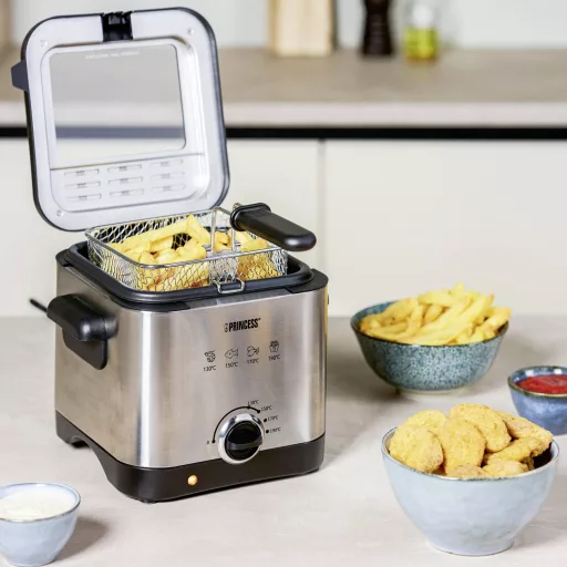 Princess 182612 Fritőz 1.5 l 1000 W Tapadásmentes bevonat, Túlhevülés elleni védelem Ezüst, Fekete