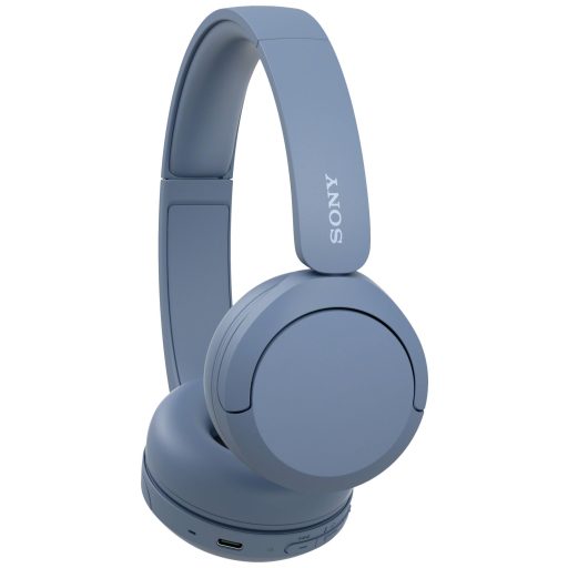 Sony WH-CH520 On Ear headset Bluetooth® Stereo Kék mikrofon zajelnyomás Elemtöltés kijelzés, Headset, Személyre szabható hang, Hangerő szabályozás, Forgatható