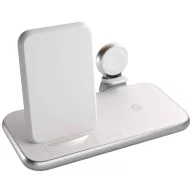   ZENS indukciós akkutöltő Aluminium Series 4 in 1 Stand Wireless Charger + Watch ZEDC15W/00 Kimenetek Standard indukciós töltés, USB Fehér