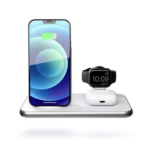 ZENS indukciós akkutöltő Aluminium Series 4 in 1 Stand Wireless Charger + Watch ZEDC15W/00 Kimenetek Standard indukciós töltés, USB Fehér