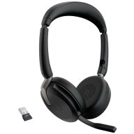   Jabra Evolve2 65 Flex Link380a UC + Ladepad On Ear headset Bluetooth® Stereo Fekete Noise Cancelling Headset, Mikrofon némítás, Hangerő szabályozás, Indukció,