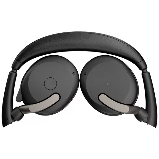 Jabra Evolve2 65 Flex Link380a UC + Ladepad On Ear headset Bluetooth® Stereo Fekete Noise Cancelling Headset, Mikrofon némítás, Hangerő szabályozás, Indukció,