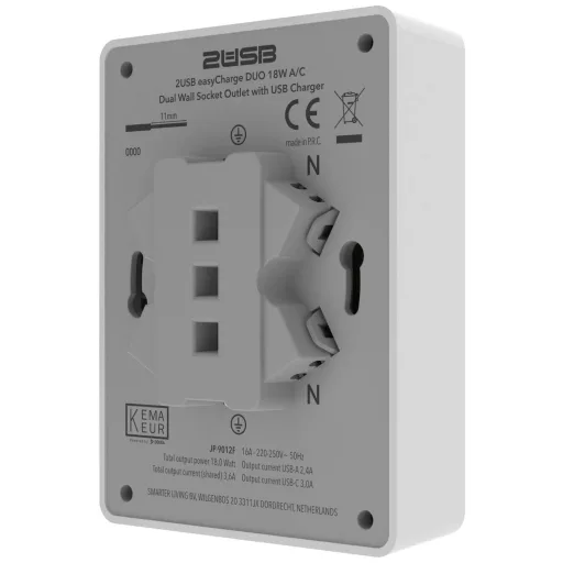 2USB 2U-449221 Süllyeszthető doboz USB-C®-vel, USB töltőkimenettel Fehér (fényes)