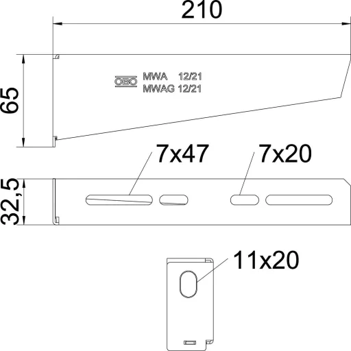 OBO Bettermann 6424432 Fali- és nyél tartó Rögzítőkészlet (H x Sz) 32.5 mm x 210 mm Nemesacél 30 db