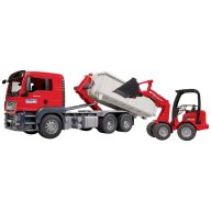   bruder Tehergépjármű modell MAN TGS konténerrel + Schäffer udvari rakodóval Kész modell