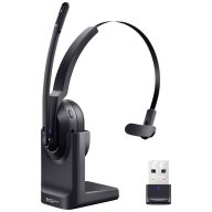   EKSA H5 On Ear headset Bluetooth® Fekete mikrofon zajelnyomás, Noise Cancelling Headset, Bluetooth®-bázisállomással, Töltő- dokkoló állomással, Mikrofon