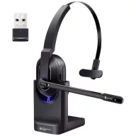   EKSA H5 On Ear headset Bluetooth® Fekete mikrofon zajelnyomás, Noise Cancelling Headset, Bluetooth®-bázisállomással, Töltő- dokkoló állomással, Mikrofon