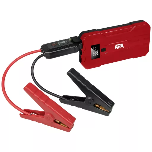 APA Gyorsindító rendszer Powerpack 10 Ah 4S LiPo 16443 Indulási segédáram=400 A 1 db 12 V-os kimenet, SOS jelzőfény, Póluscssere elleni- és elektronika