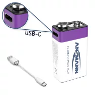   USB-C® akku Ansmann E-Block USB-C Lítiumion 9 V 400 mAh 1 db