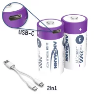 Babyakku Ansmann LR15 USB-C Lítiumion 1.5 V 2500 mAh 2 db