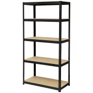   TOOLCRAFT TO-8689791 Nagy teherbírású polc 265 kg (Sz x Ma x Mé) 900 x 1800 x 450 mm Fém, MDF Matt Fekete Fa padló