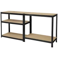   TOOLCRAFT TO-8689791 Nagy teherbírású polc 265 kg (Sz x Ma x Mé) 900 x 1800 x 450 mm Fém, MDF Matt Fekete Fa padló