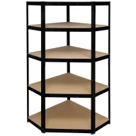   TOOLCRAFT TO-8701224 Raktári polc sarokmodul 175 kg (Sz x Ma x Mé) 700 x 1800 x 700 mm Fém (por bevonattal), MDF lap Galvanikusan cinkezett Fekete (matt) Fém
