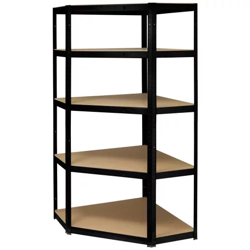 TOOLCRAFT TO-8701224 Raktári polc sarokmodul 175 kg (Sz x Ma x Mé) 700 x 1800 x 700 mm Fém (por bevonattal), MDF lap Galvanikusan cinkezett Fekete (matt) Fém