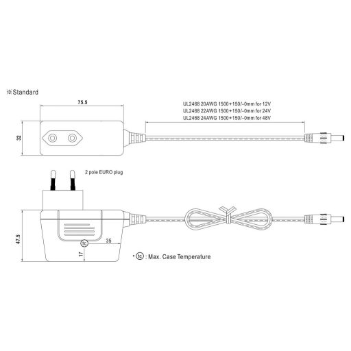 MEAN WELL LED transzformátor 60 W 2.5 A Fényerő-szabályozó nélkül 1 db