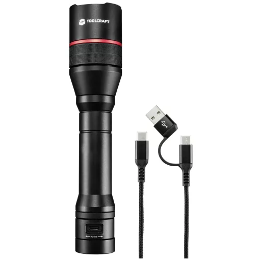 TOOLCRAFT Kézilámpa Akkuról üzemeltetett Állítható, USB csatlakozóval, Stroboszkóp üzemmóddal 3500 lm 7 óra 397 g
