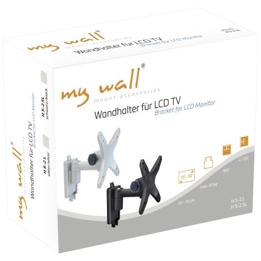 My Wall H5-2SL TV fali tartó Beépített vízmérték, Kihúzható, Billenthető, Dönthető 33,3 cm (13,1) - 76,2 cm (30) Kihúzható, Forgatható, Dönthető