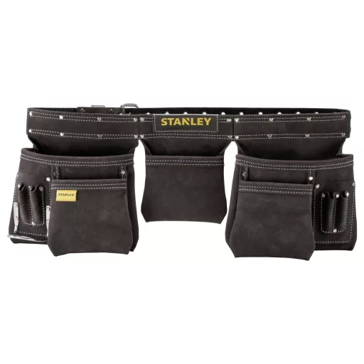 STANLEY Werkzeugschürze 5xFach+Halter Werkzeug-Gürteltasche Leder STST1-80113 Szerszámtartó övtáska, szerszámok nélkül