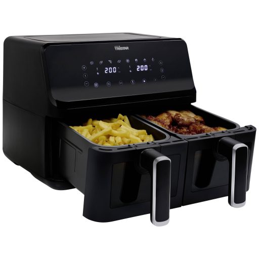 Tristar FR-9040 Dupla fritőz 8 l 2700 W Forrólevegő funkció, Időzítő funkció, Tapadásmentes bevonat, Hőmérséklet előválasztás Fekete
