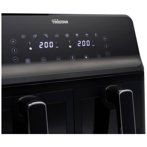 Tristar FR-9040 Dupla fritőz 8 l 2700 W Forrólevegő funkció, Időzítő funkció, Tapadásmentes bevonat, Hőmérséklet előválasztás Fekete