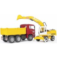   bruder MAN TGA billenő + Liebherr lapátos kotrógép Kész modell Haszonjármű modell