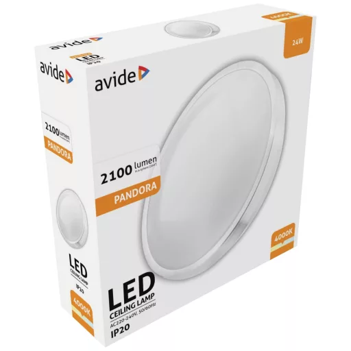 avide ACLO38NW-24W-ALU Pandora Mennyezeti lámpa LED Fixen beépített LED-es EEK: F (A - G) 24 W