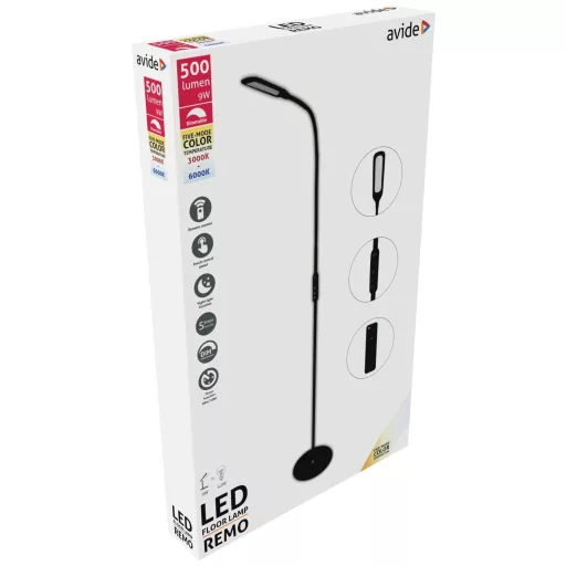 avide Remo ABLFL-9W-REMO-B LED-es állólámpa LED Fixen beépített LED-es 9 W EEK: G (A - G) Fekete