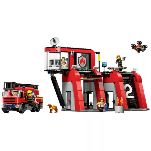 LEGO® CITY 60414 Tűzoltószertár forgótányéros létrás járművel