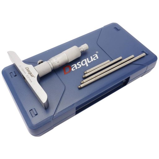 Dasqua 4611-8120 Mélységmikrométer cserélhető rúddal 100 mm (max) Leolvasás: 0.01 mm