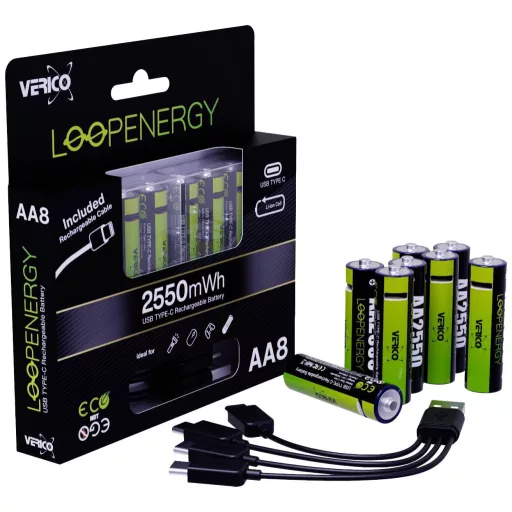 USB-C lítiumion ceruzaakku 1700 mAh 1.5 V 8 db, Verico LoopEnergy 1BTOV-A1WECD-NN