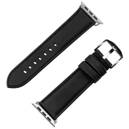 JT Berlin Watchband Wannsee Karpánt 42 mm, 44 mm, 45 mm, 49 mm M Fekete, Nemesacél Watch Series 1, Watch Series 2, Watch Series 3, Watch Series 4, Watch Series