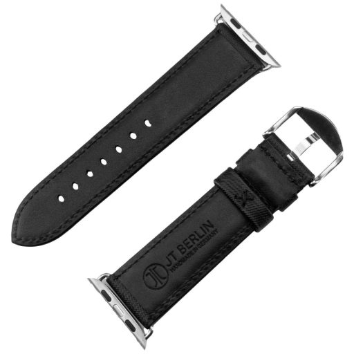 JT Berlin Watchband Wannsee Karpánt 42 mm, 44 mm, 45 mm, 49 mm M Fekete, Nemesacél Watch Series 1, Watch Series 2, Watch Series 3, Watch Series 4, Watch Series