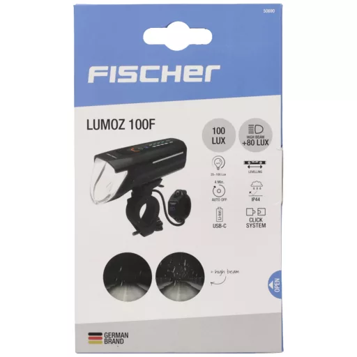 FISCHER FAHRRAD Kerékpár fényszóró LED Elemekről üzemeltetett Fekete