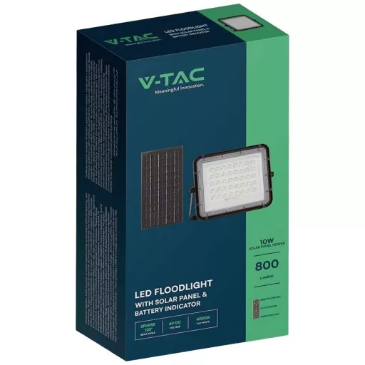 V-TAC VT-80W 7824 LED-es fényszóró, Napelem modul 19 W Semleges fehér Fekete