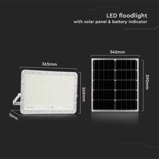 V-TAC VT-240W-W 7847 LED-es fényszóró, Napelem modul 30 W Hidegfehér Fehér