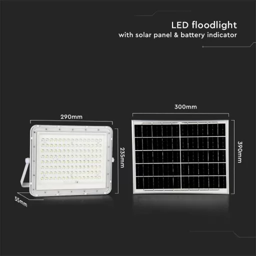 V-TAC VT-180W-W 7845 LED-es fényszóró, Napelem modul 20 W Hidegfehér Fehér