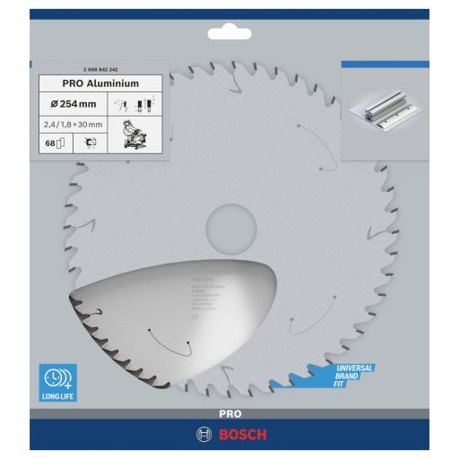 Bosch Accessories Standard for Aluminium 2608842242 Körfűrészlap 254 x 30 x 1.8 mm Fogak száma (collonként): 68 1 db
