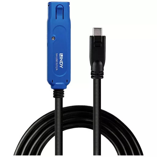 LINDY USB kábel USB 3.2 Gen1 USB-A alj, USB-C® dugó 5.00 m Fekete/kék 43380