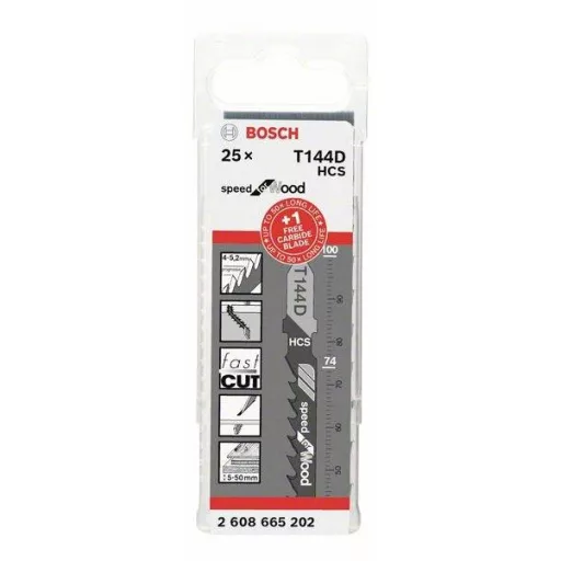 Szúrófűrészlap készlet: T 144 D + 1 EXPERT ' Hardwood Fast'  T 144 DHM, 25 db. Bosch Accessories 2608665202